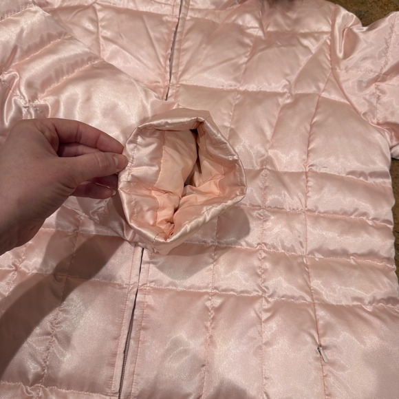 Lands End Women Down Puffer Parka Jacket L Large 14-16 Quilted Blush Baby Pink - Picture 9 of 11